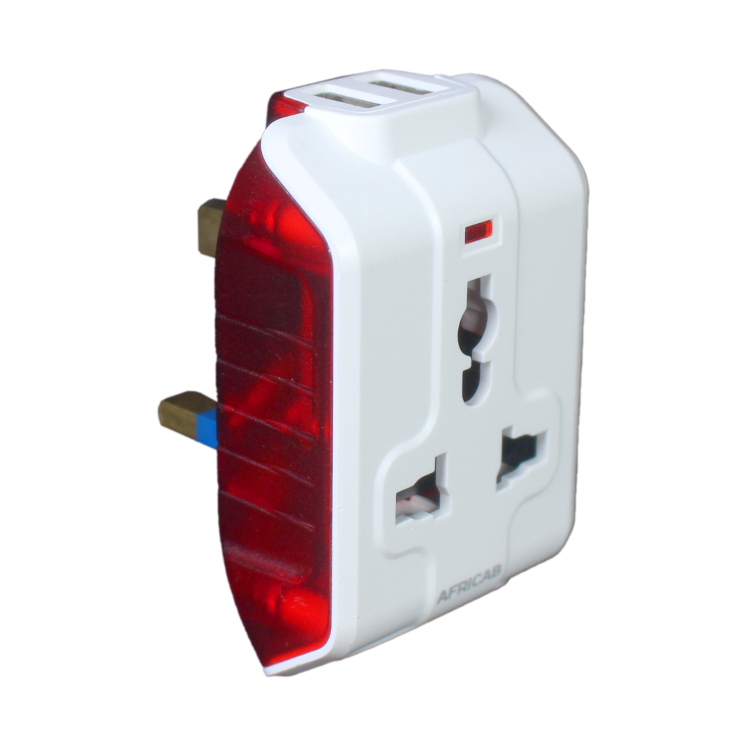 multiplug 13A with neon & 2usb M322UL