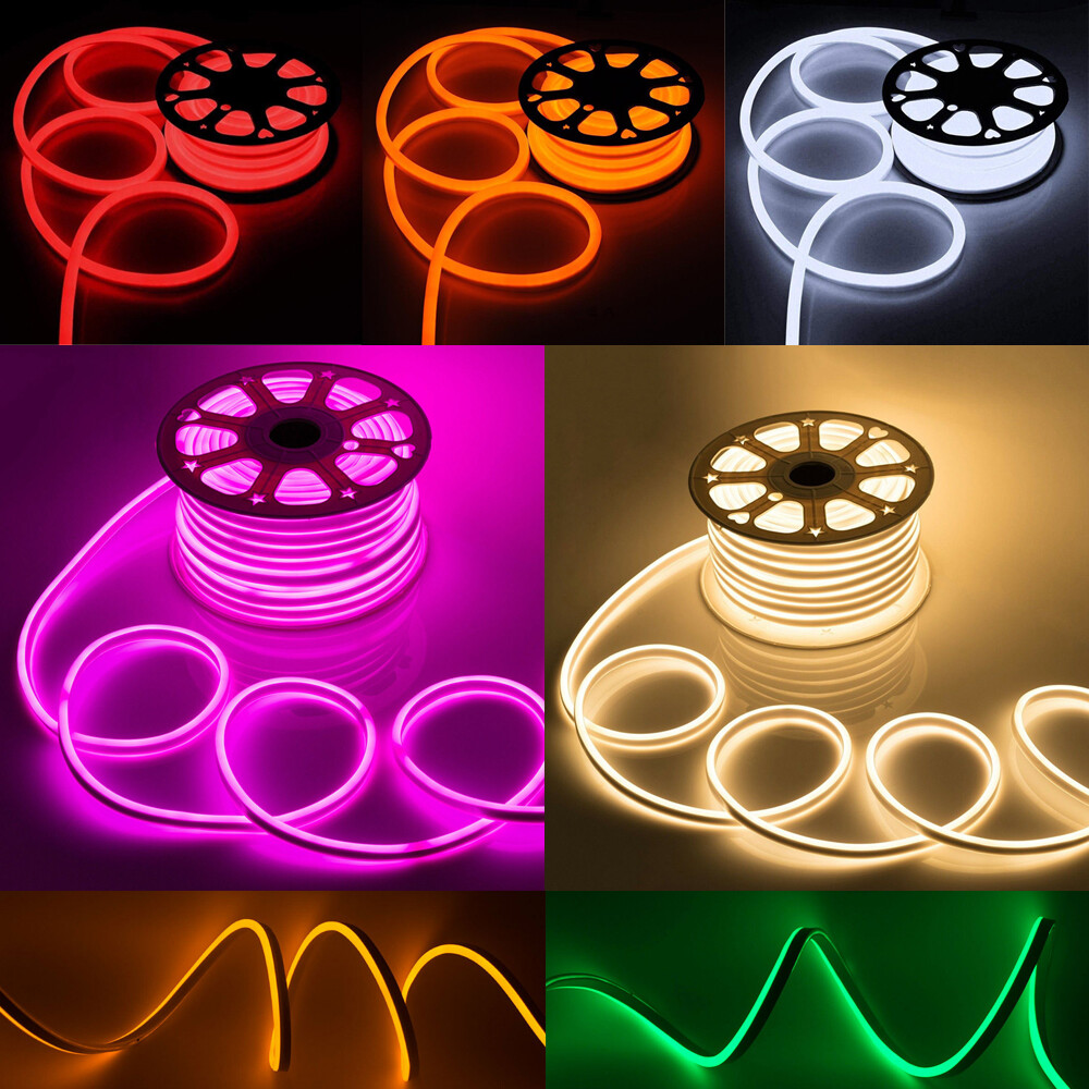 NEON STRIP LIGHT DOUBLE SIDE GREEN + POWER PLUG 100MTR