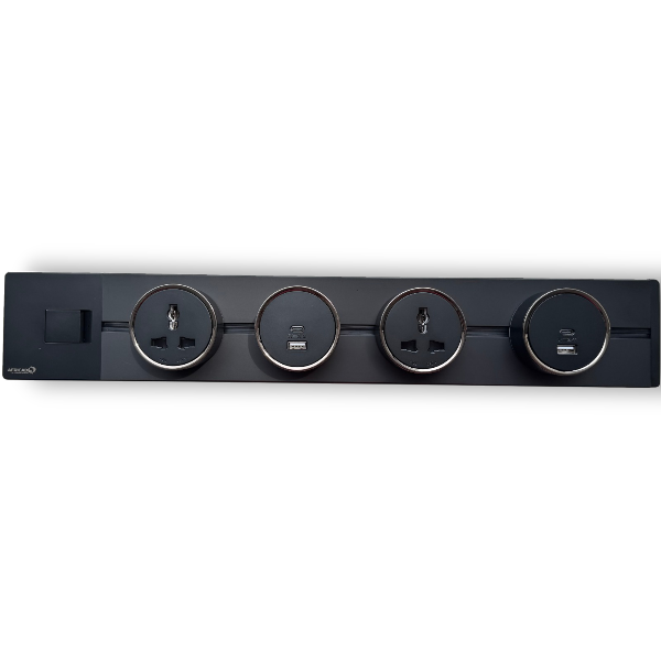 Power Track Socket With One Main Switch,60Cm Black Color