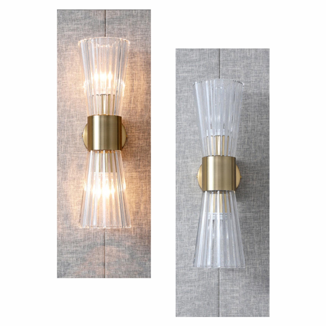Wall Lamp E14*2 Glass+Iron 10Cm Iron Gold Base