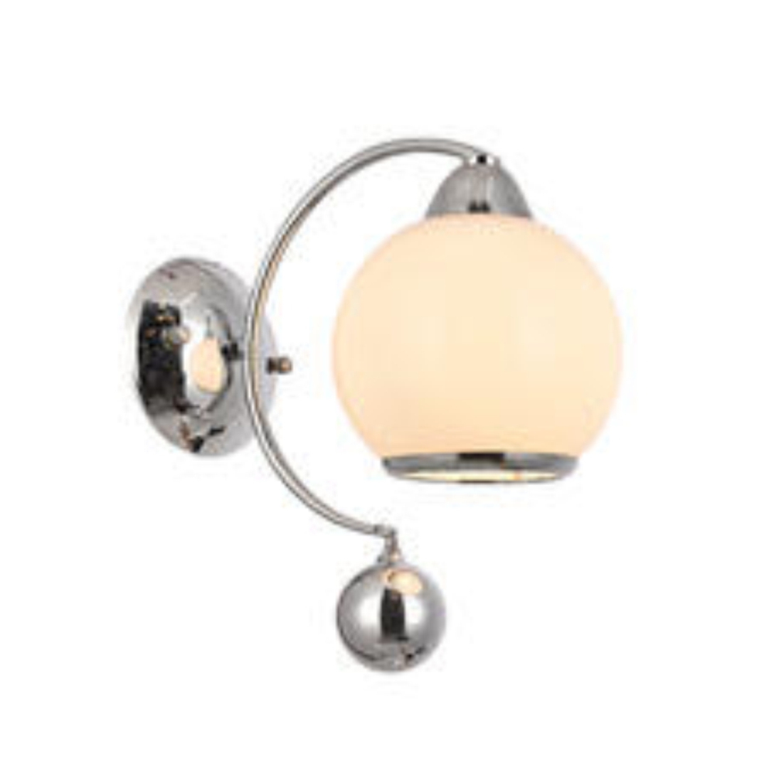 Wall Lamp, E27*1 Chrome Color Iron+White Glass