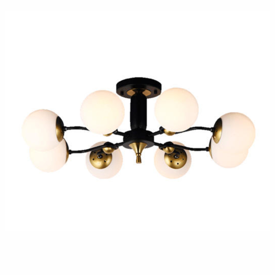 Chandelier E27 8 Holder Black Gold Glass