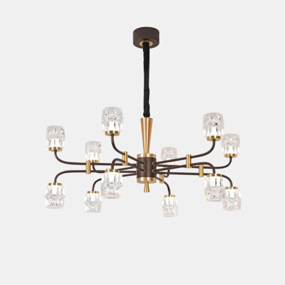 Chandelier Iron+Acrylic Brown+Gold Color LED 12*6W