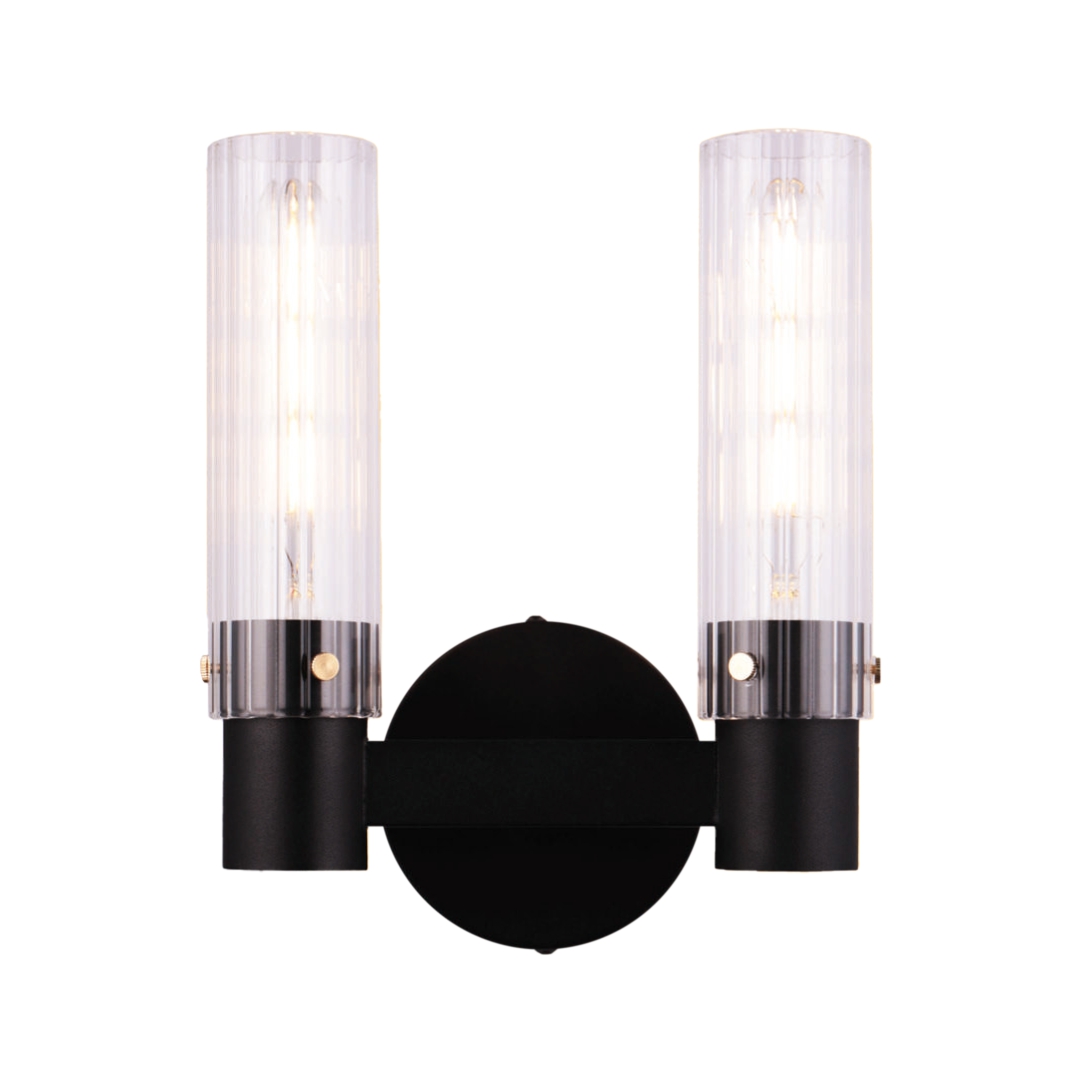 Wall Lamp E27*2 Iron+Glass Black Color